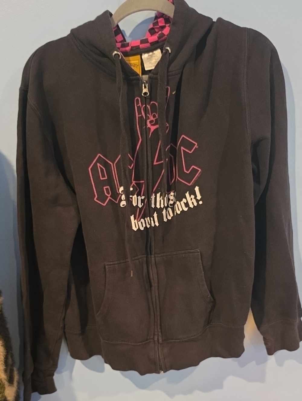 Rockware Anthill Trading AC DC Black Hoodie Jacket with Pink Graphic Size XXL